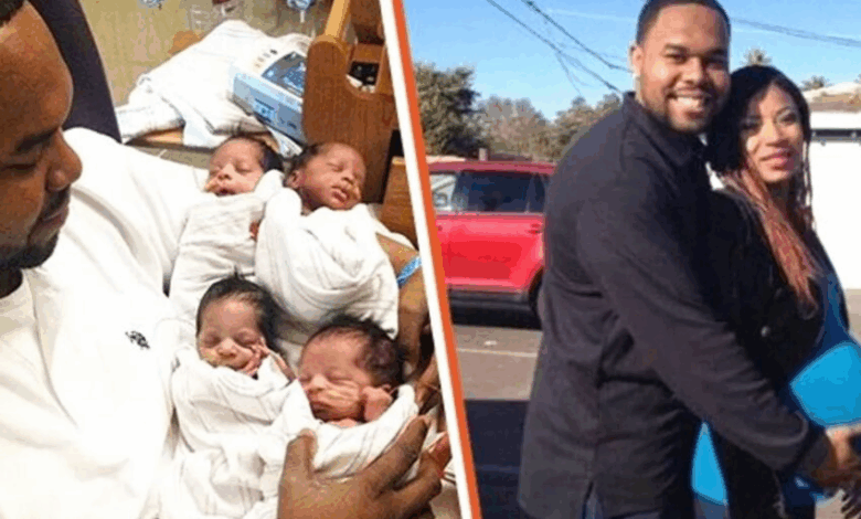 Último beso antes del parto: ¡un hombre perdió a su esposa y se convirtió en papá soltero de cuatrillizos!