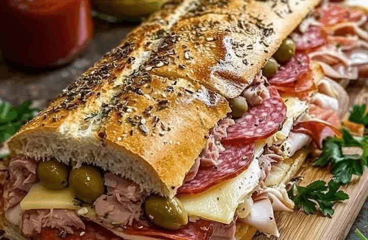 Sándwich italiano gigante Muffaletta