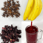 Té natural de cáscara de plátano, flor de Jamaica y anís estrella Té natural de cáscara de plátano, flor de Jamaica y anís estrella