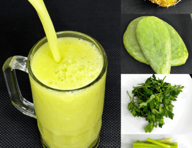 Jugo verde de nopal, piña, perejil y apio