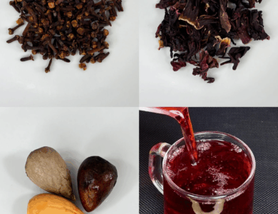 Infusión natural de semilla de aguacate con jamaica y clavos