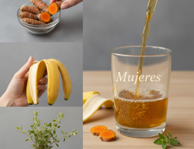 Bebida Natural con Cáscara de Plátano, Orégano Poleo y Cúrcuma Bebida Natural con Cáscara de Plátano, Orégano Poleo y Cúrcuma