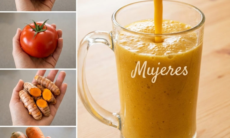 Batido natural para apoyar la visión y la memoria con manzana, zanahoria, tomate y cúrcuma